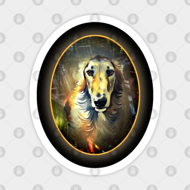 Borzoi in oval frame Sticker by chepea2